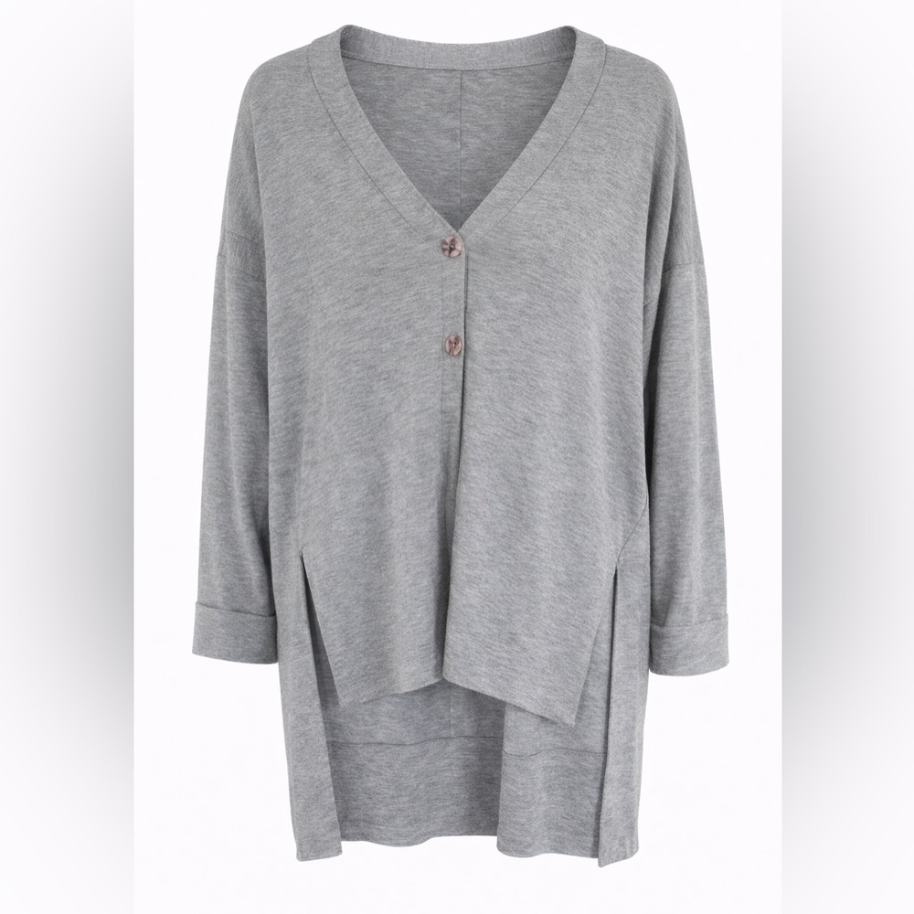 Gibson Heather Gray Button-Front Cardigan Sweater | Size L
